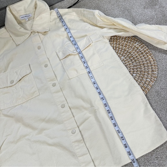 WeWoreWhat Corduroy Snap Button Down Shirt Shacket Oversized in Ivory M/L - Picture 13 of 16